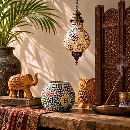 artesanatos decoracoes moveis indianas casa home decoracao mosaico esculturas boho etnica loja artesintonia