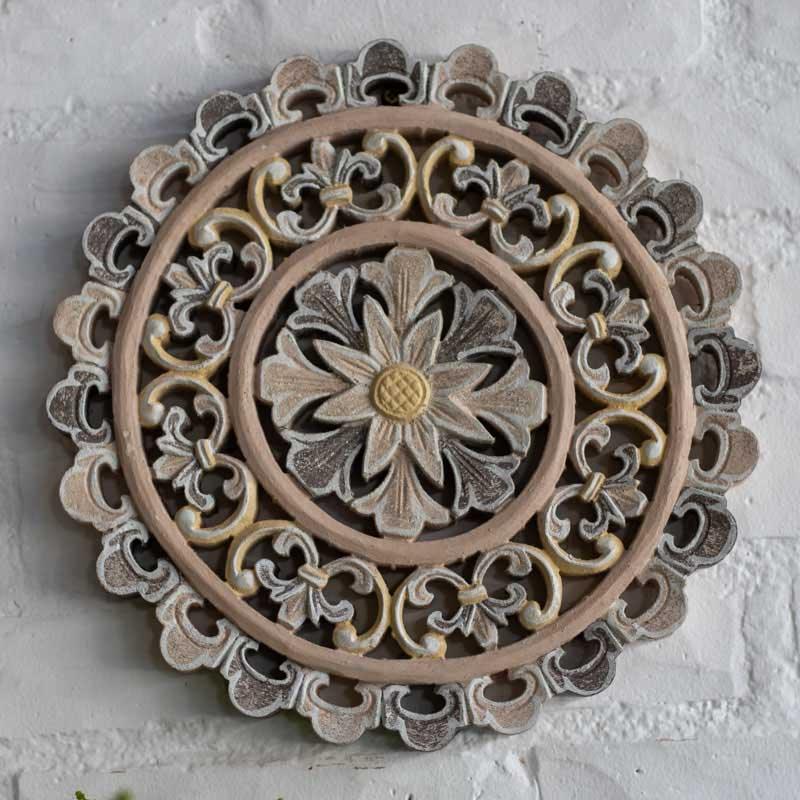 mandala entalhada madeira parede decoração casa bali indonésia flor loja artesanato artesintonia 02