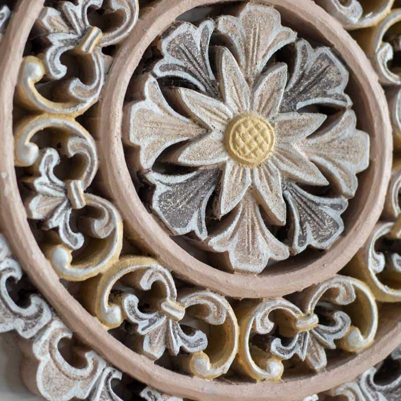 mandala entalhada madeira parede decoração casa bali indonésia flor loja artesanato artesintonia 03
