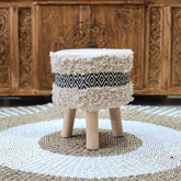 banquinho banco banqueta tramado bordado étnico indiano índia madeira boho decor