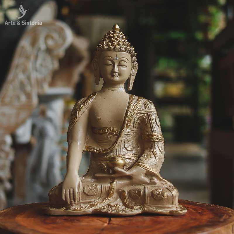 escultura buda budda buddha budismo marmorite meditando bege gold home decor decoracao zen garde lar casa arte decorativa 