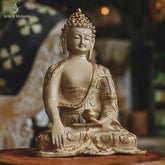 escultura buda budda buddha budismo marmorite meditando bege gold home decor decoracao zen garde lar casa arte decorativa