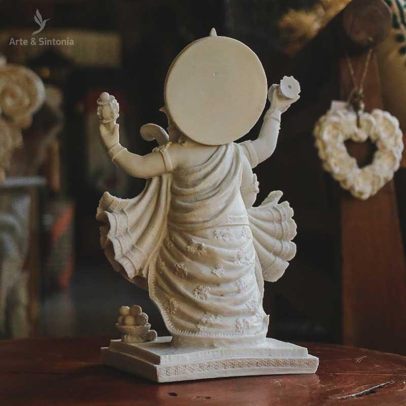 escultura hindu ganesh ganesha dividade marmorite branco elefante decor esculpido esculpida abundancia fortuna