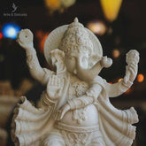 escultura hindu ganesh ganesha dividade marmorite branco elefante decor esculpido esculpida
