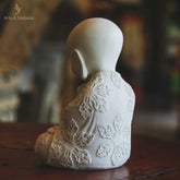 monge escultura sentado oracao decoracao decorativo zen marmorite escultura esculpida arte decorativa