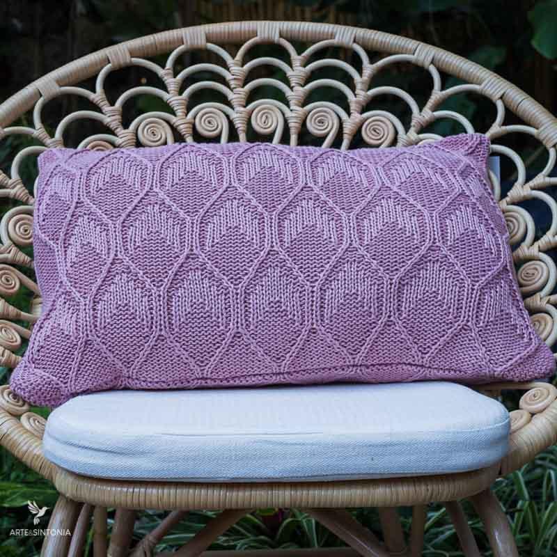 almofadas capas mantas home decor pillow cover decoracao casa artesanal textil objetos artesanais artesanatos brasileiros trico tricot trama diamante artesintonia 1