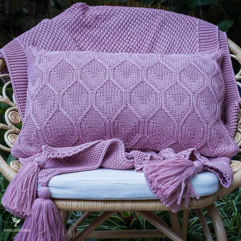 almofadas capas mantas home decor pillow cover decoracao casa artesanal textil objetos artesanais artesanatos brasileiros trico tricot trama diamante artesintonia 2