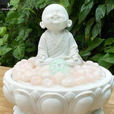 fonte fountain buddha water agua decoracao fengshui garden jardim monge budista budinha sorrindo sorridente decoracao cristais quartzo rosa artesintonia 5