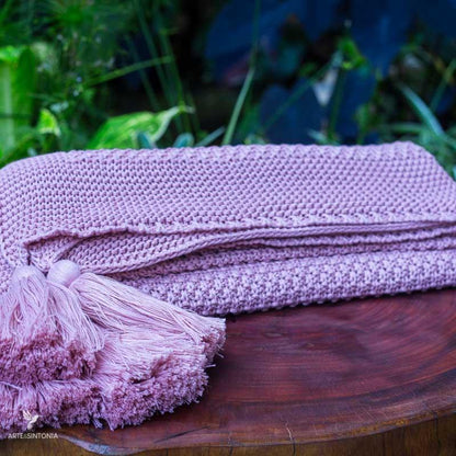 mantas artesanais artesanatos brasileiros home decor decoracao casa artigos artesanais textil tricot trico trama lisa rosa artesintonia 2