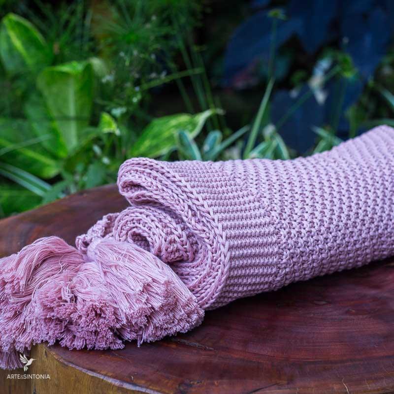 mantas artesanais artesanatos brasileiros home decor decoracao casa artigos artesanais textil tricot trico trama lisa rosa artesintonia 3