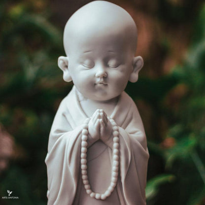 monge escultura em pe oracao orando praying decoracao decorativo zen marmorite esculpida home decor divindades artesintonia 2
