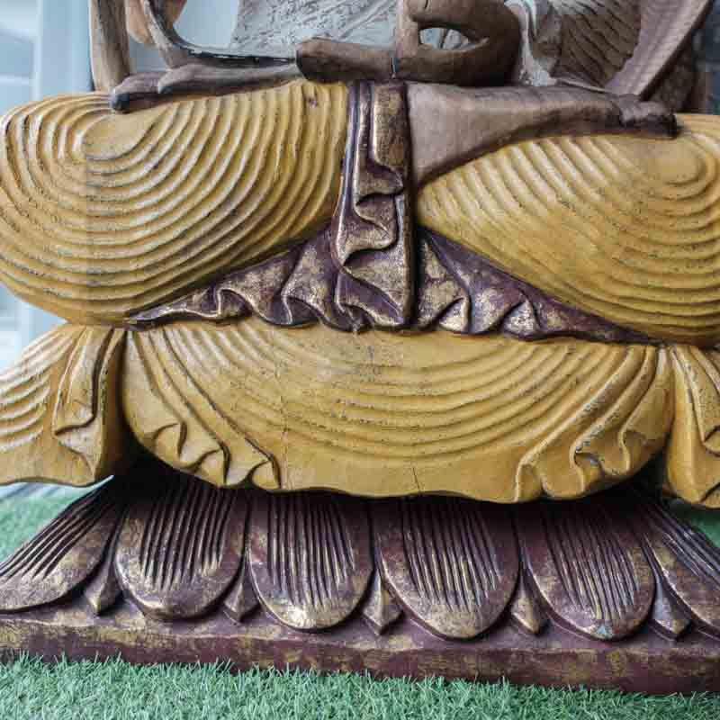 estátua buddha entalhe tailandês amarelo arte balinesa indonésia madeira balinese carving art loja artesintonia comprar