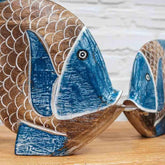peixe entalhado madeira pátina trio objeto decorativo handmade carving wood fish bali indonésia loja artesintonia