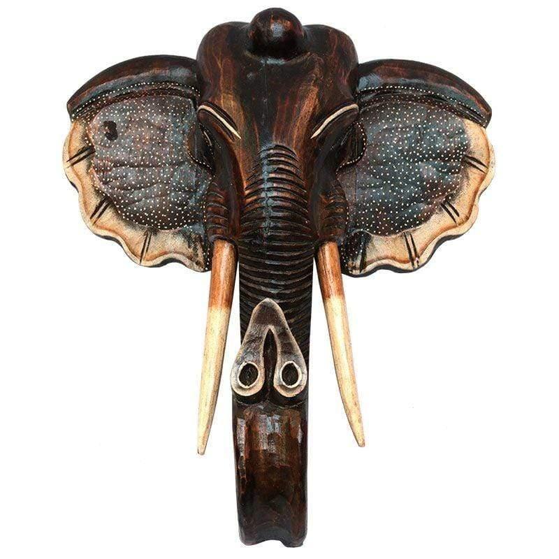 escultura cabeca elefante entalhado madeira natural realista bali indonesia decor artesintonia 1