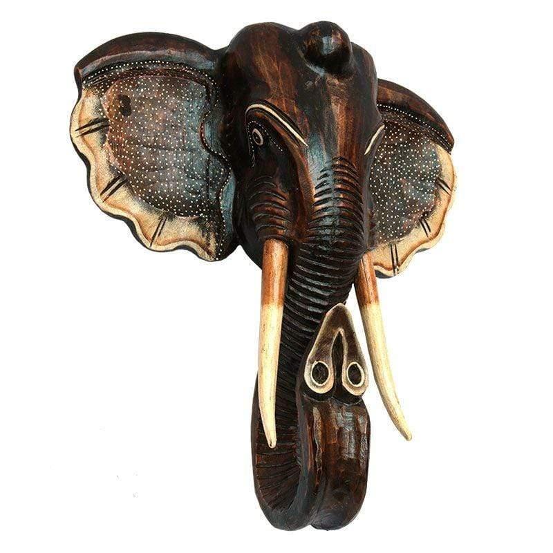 escultura cabeca elefante entalhado madeira natural realista bali indonesia decor artesintonia 2