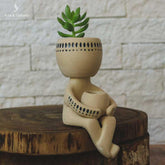 vaso de ceramica boneco funny para suculentas objetos decorativos artesintonia 3