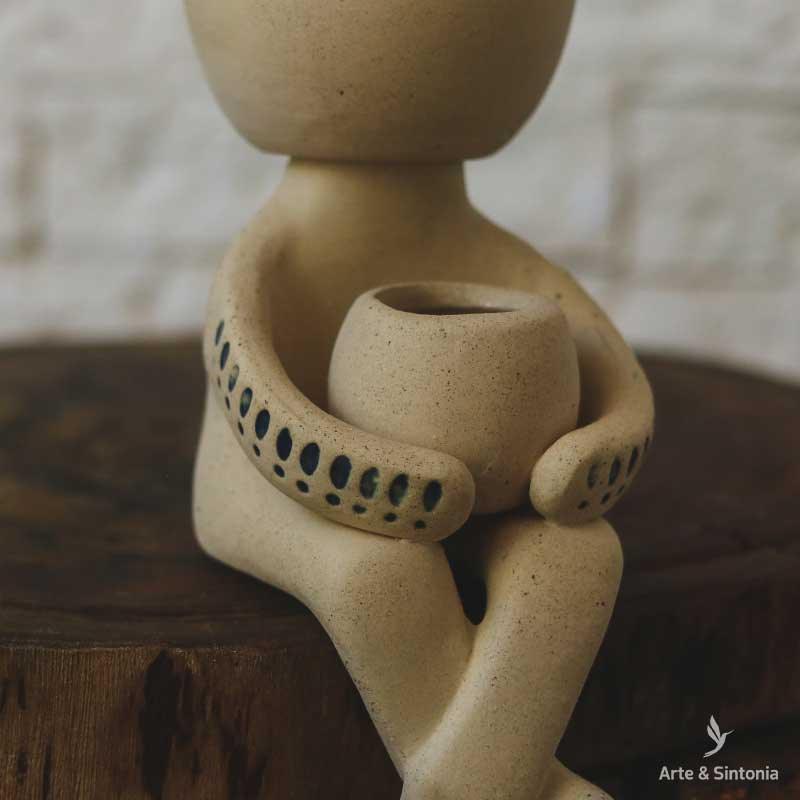 vaso de ceramica boneco funny para suculentas objetos decorativos artesintonia 6