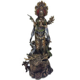 estatua decorativa kuanyin dragao esculpida resina decor zen artesintonia 3