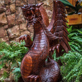 escultura oriental dragao alado entalhado madeira suar ilhas bali indonesia artesintonia 3