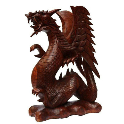 escultura oriental dragao alado entalhado madeira suar ilhas bali indonesia artesintonia 5