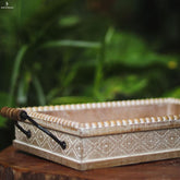 bandeja decorativa indiana artesanal madeira metal lezzi home decor artesintonia 3