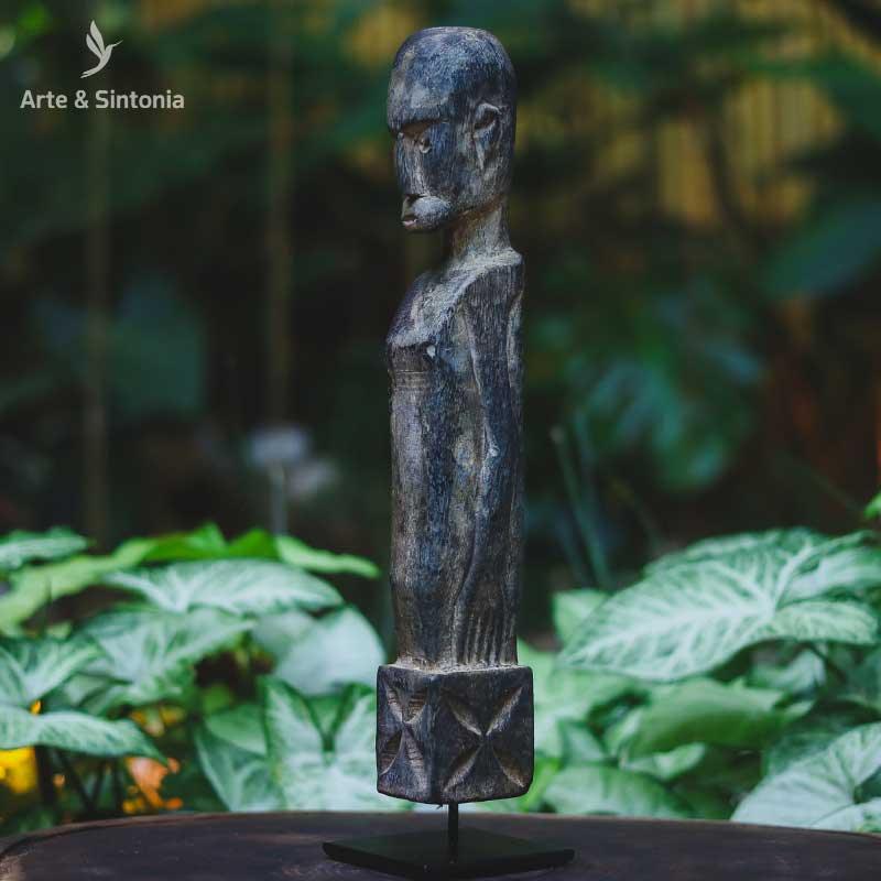 escultura antik madeira corpo primitivo na base home decor decoracao etnica artesanal artesanato artesintonia balsa indonesia artigos objetos 
