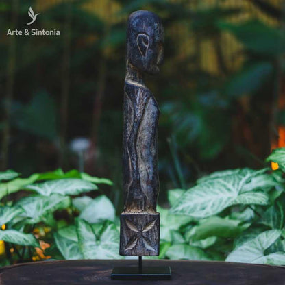 escultura antik madeira corpo primitivo na base home decor decoracao etnica artesanal artesanato artesintonia balsa indonesia artigos objetos
