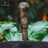 escultura antik madeira face rosto cabeca primitivo na base home decor decoracao etnica artesanal artesanato artesintonia 5