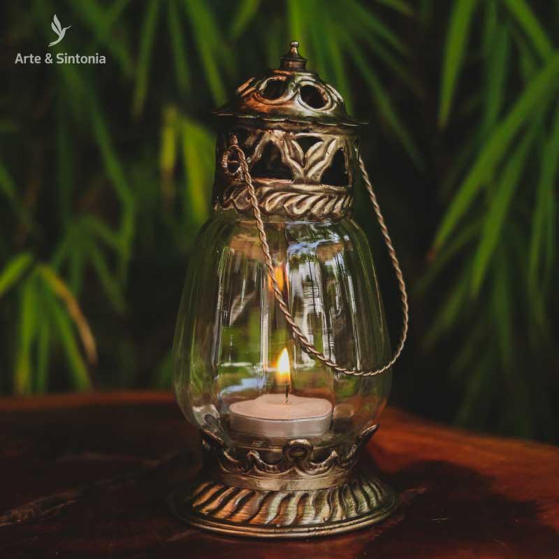 lanterna lampiao luminaria decorativa vidro transparente metal prateado decoracao luz de velas artesintonia rustica boho 1