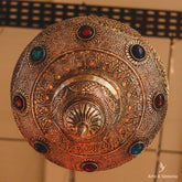 luminaria de teto lustre pendente indiano objeto decorativo artesanatos indianos metal rendado pedrarias 9