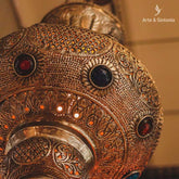 luminaria de teto lustre pendente indiano objeto decorativo artesanatos indianos metal rendado pedrarias 1