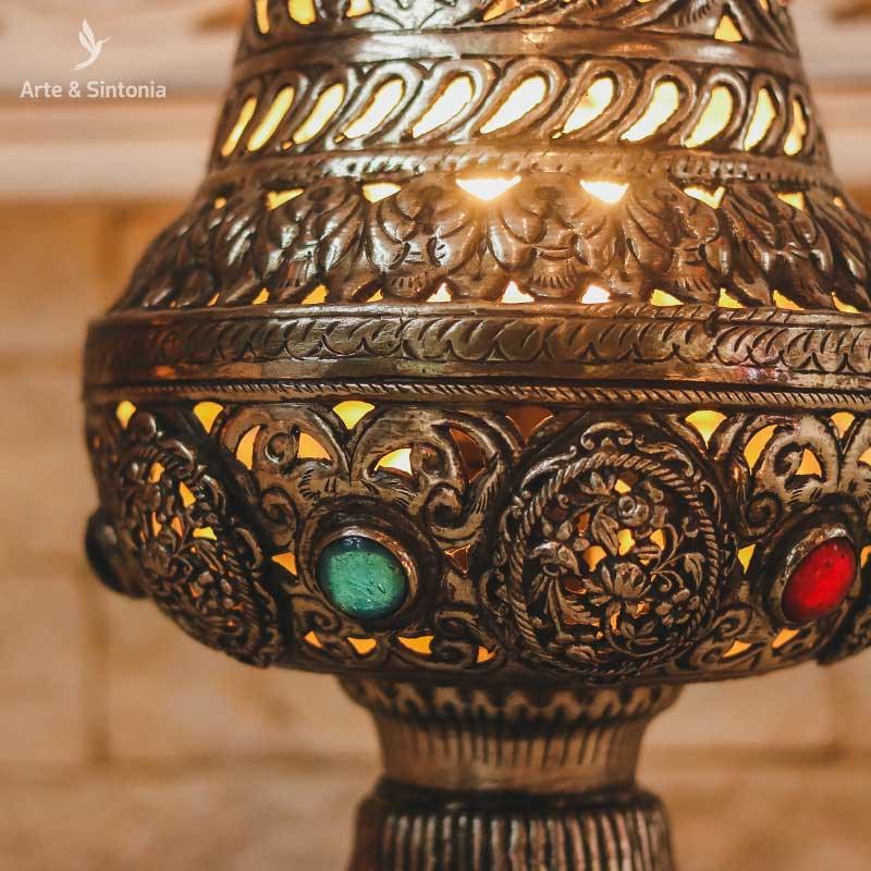 abajur luminaria de mesa objetos decorativos artesanais indianos para decorar sua casa home decoration oriental artesintonia 4