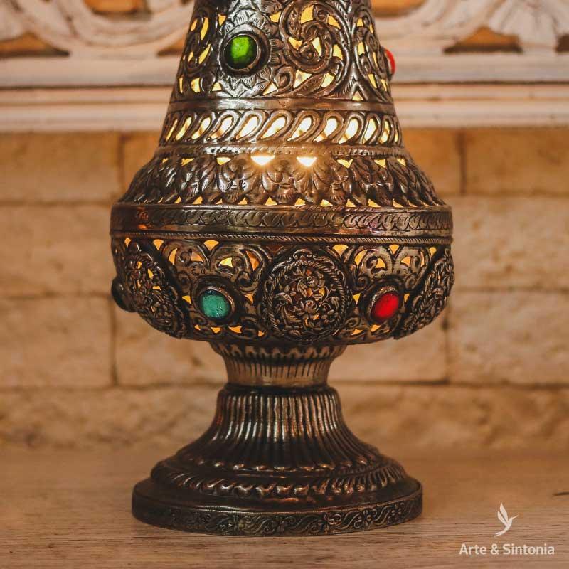 abajur luminaria de mesa objetos decorativos artesanais indianos para decorar sua casa home decoration oriental artesintonia 2