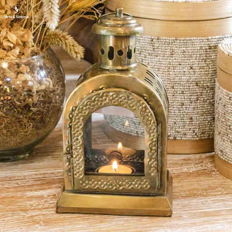 luminaria lanterna porta velas lighting iluminação indiana india decoracao casa home decor ambientes vidro glass metal brown marrom objetos decorativos artesintonia 2