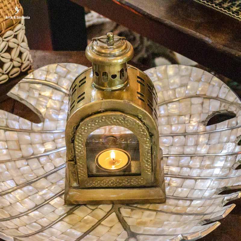 luminaria lanterna porta velas lighting iluminação indiana india decoracao casa home decor ambientes vidro glass metal brown marrom objetos decorativos artesintonia 4