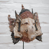 deusa mitologia hinduísmo ganesha estátua madeira colorida balinesa indonésia cabeça art carving balinese loja online artesintonia