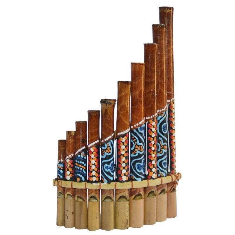 flauta instrumental instrumento bali flauta sampona tribal bali entalhado madeira colorida decor zen indonesia artesintonia 1