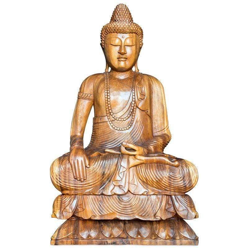 escultura buda decorativo altar buddha zen entalhado madeira suar bali indonesia artesintonia 1