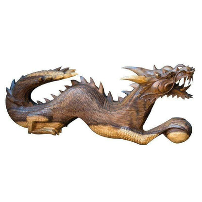 escultura dragao decorativo entalhado madeira suar realista bali indonesia artesintonia 2