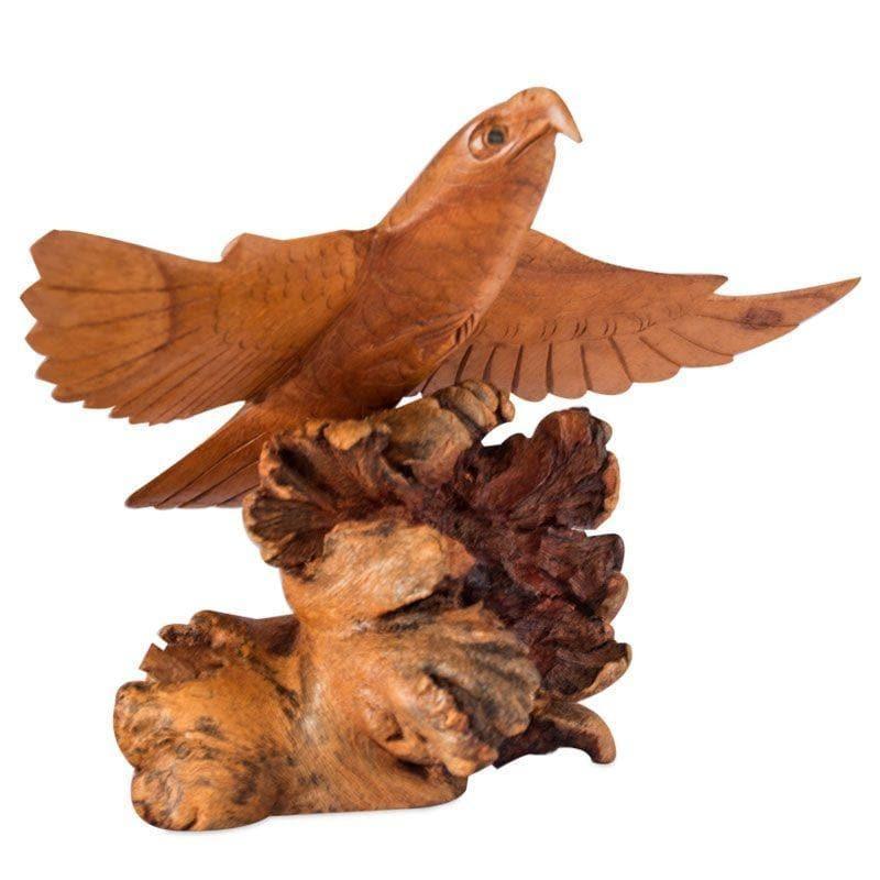 escultura decorativa realista aguia tronco entalhado madeira suar decor zen bali indonesia artesintonia 1
