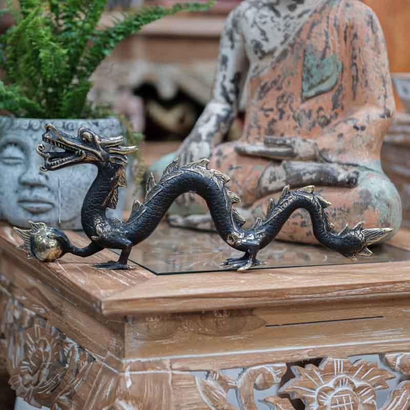 dragao dragon bronze preto escultura decorativa decor decoration bali indonesia