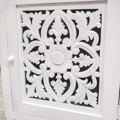 móvel cabeceira quarto madeira esculpida branco balinês handmade casa house wood carved loja comprar artesintonia