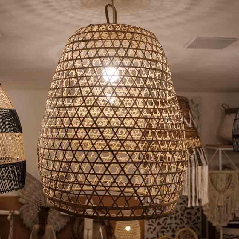 luminária fibra natural bambu decorativa luz arte balinesa indonésia bamboo lamp art loja online artesintonia