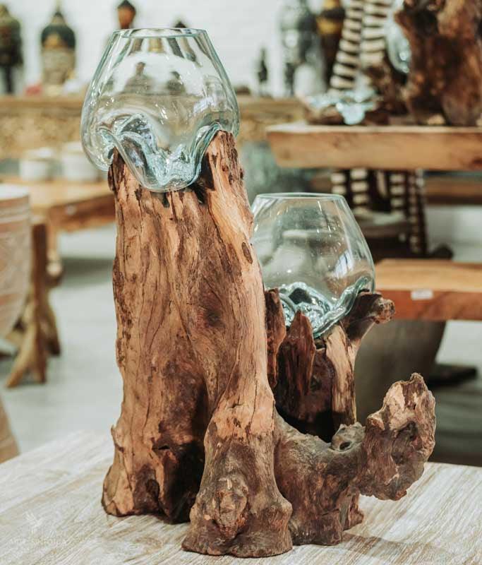vaso vasos terrário terrários madeira teca teka vidro glass wood decoration decor decoração bali balinês balinesa balineses balinesas indonésia arte art artesanato artesão artesãos