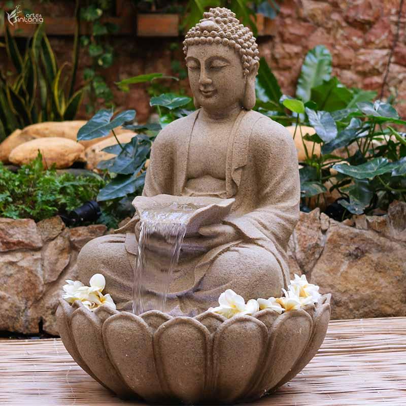 Fuente De Agua Cascada Buda Exterior Jardín Deco Zen !