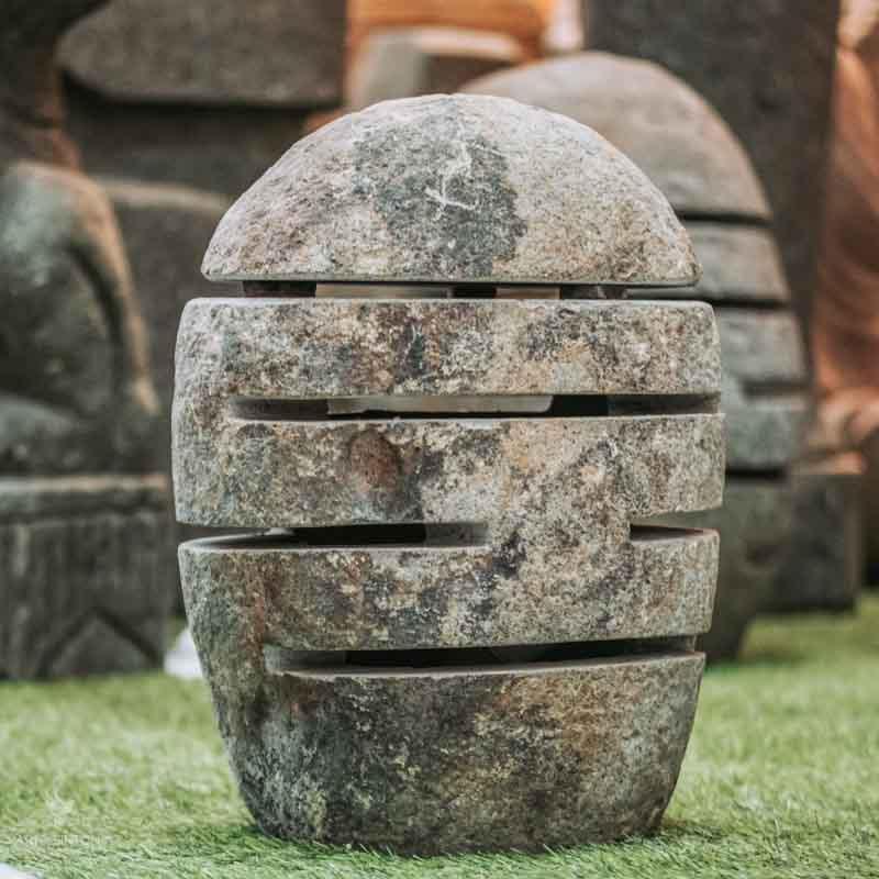 luz light luminária chão jardim garden zen decor iluminação bali balines balinesa arte artesão artesanato entalhado entalhe esculpido escultura pedra cimento green stone