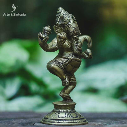 escultura bronze divindade hindu hinduismo ganesh ganesha dancando dancante home decor decoracao zen hindu artesintonia