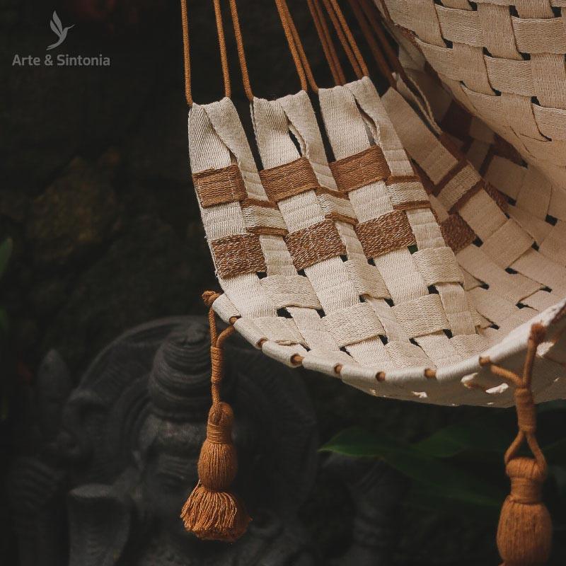 rede cadeira balanço branco marrom claro handmade feito a mao brazilian artesanato brasileiro artesão brasil