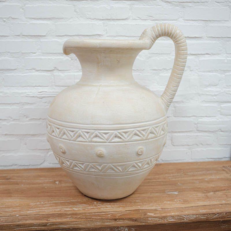 vaso terracota étnico branco boho bali objeto decorativo indonésia jardim garden vase balinese loja online artesintonia