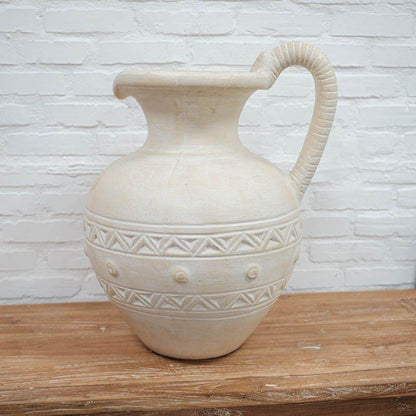 vaso terracota étnico branco boho bali objeto decorativo indonésia jardim garden vase balinese loja online artesintonia